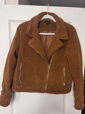 Shinestar Teddy Moto Jacket in Brown